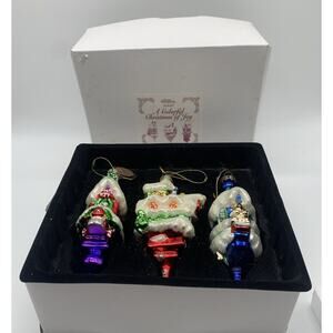 Vtg HSN Mark Klaus A Colorful Christmas of Joy Blown Glass Ornaments OG BOX 3